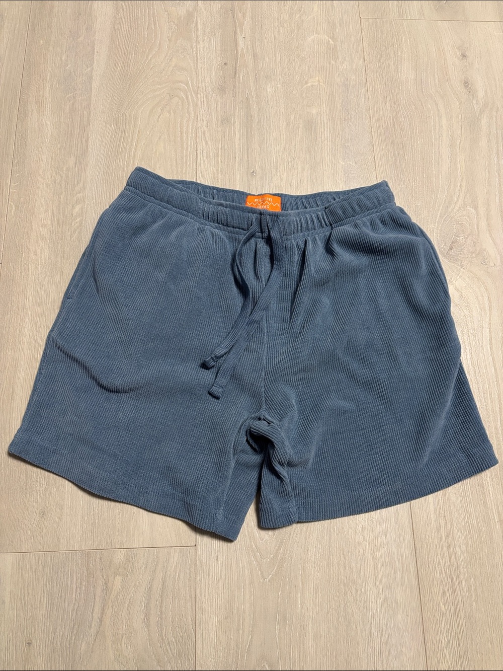 🔥BUNDLESALE Men's S Negative Space Blue Ribbed Drawstring Shorts NWOT